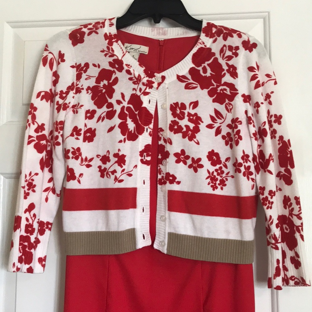NWOT—Kim Rogers Sheath Dress with Floral Cardigan - Picture 3 of 5